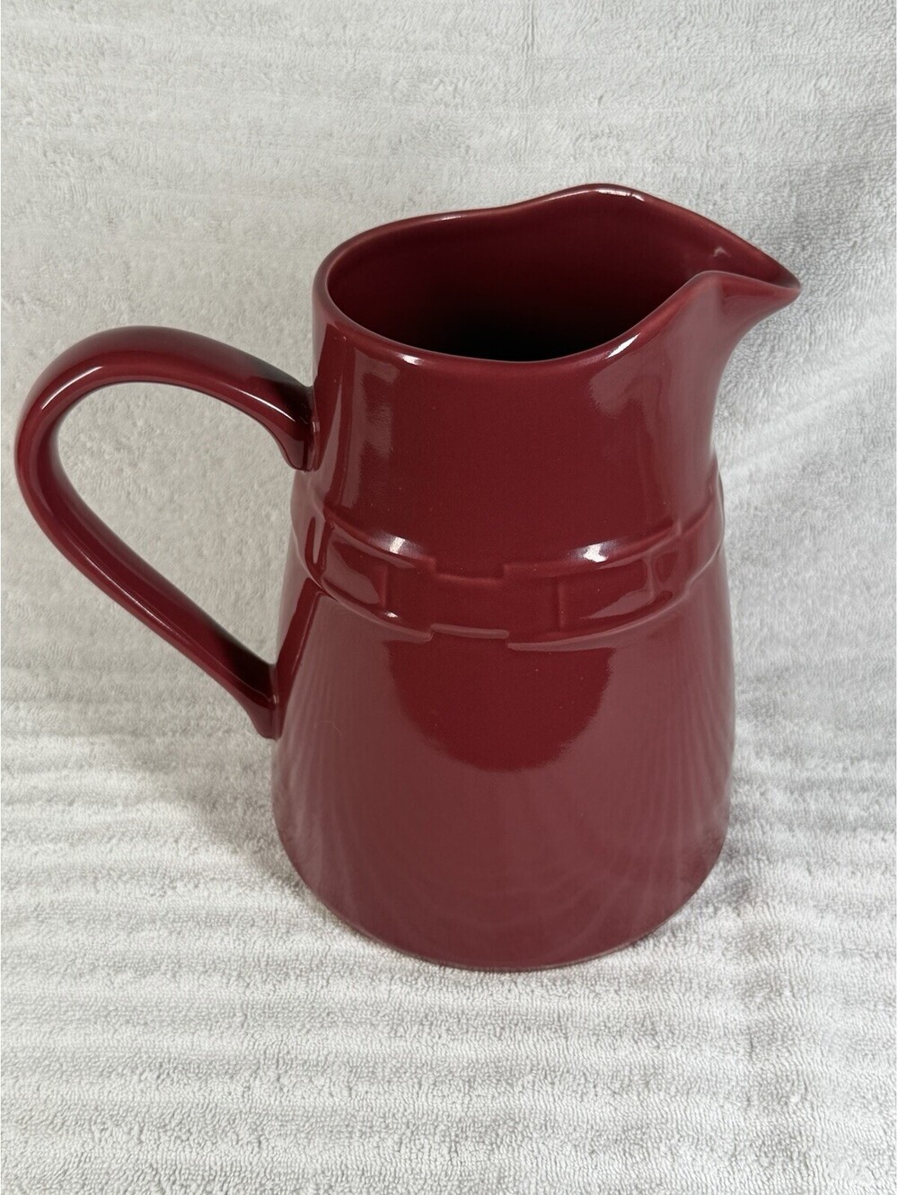 Longaberger pottery rare new design pitcher paprika red color mint